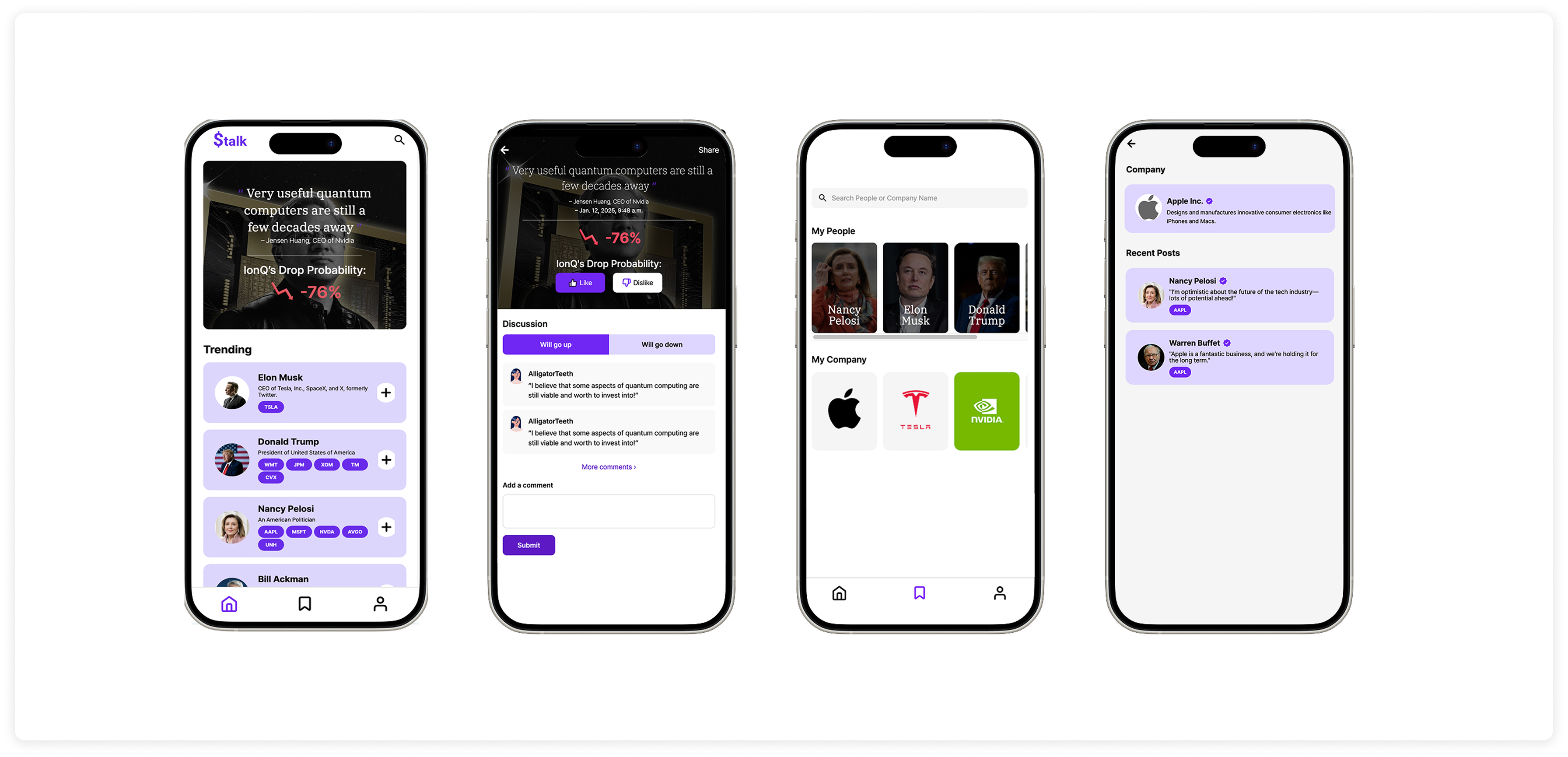 $talk app interface showing financial insights